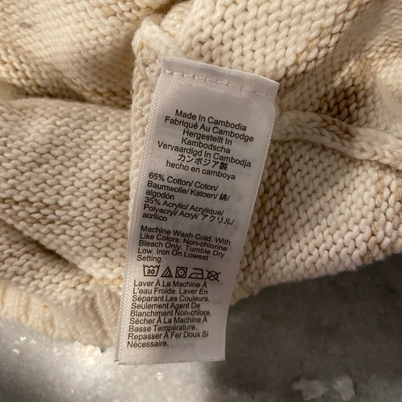 J Crew Size M Tan Cream Raglan space-dyed Sweater Long sleeve Crew Neck Lullover - Picture 9 of 10